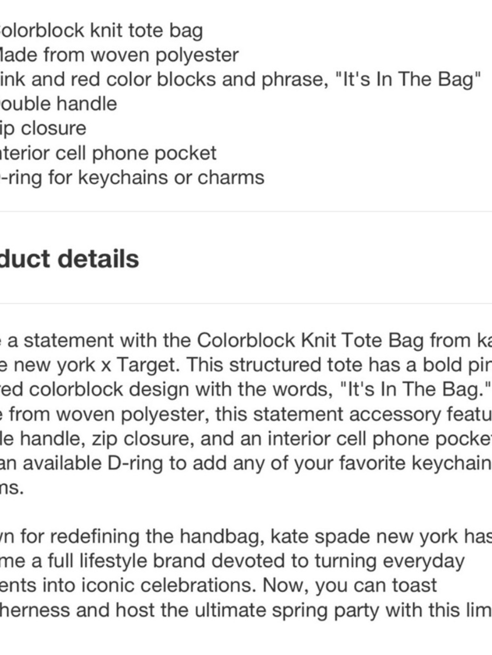 kate spade Pink and Red Colorblock Tote - Picture 4 of 4